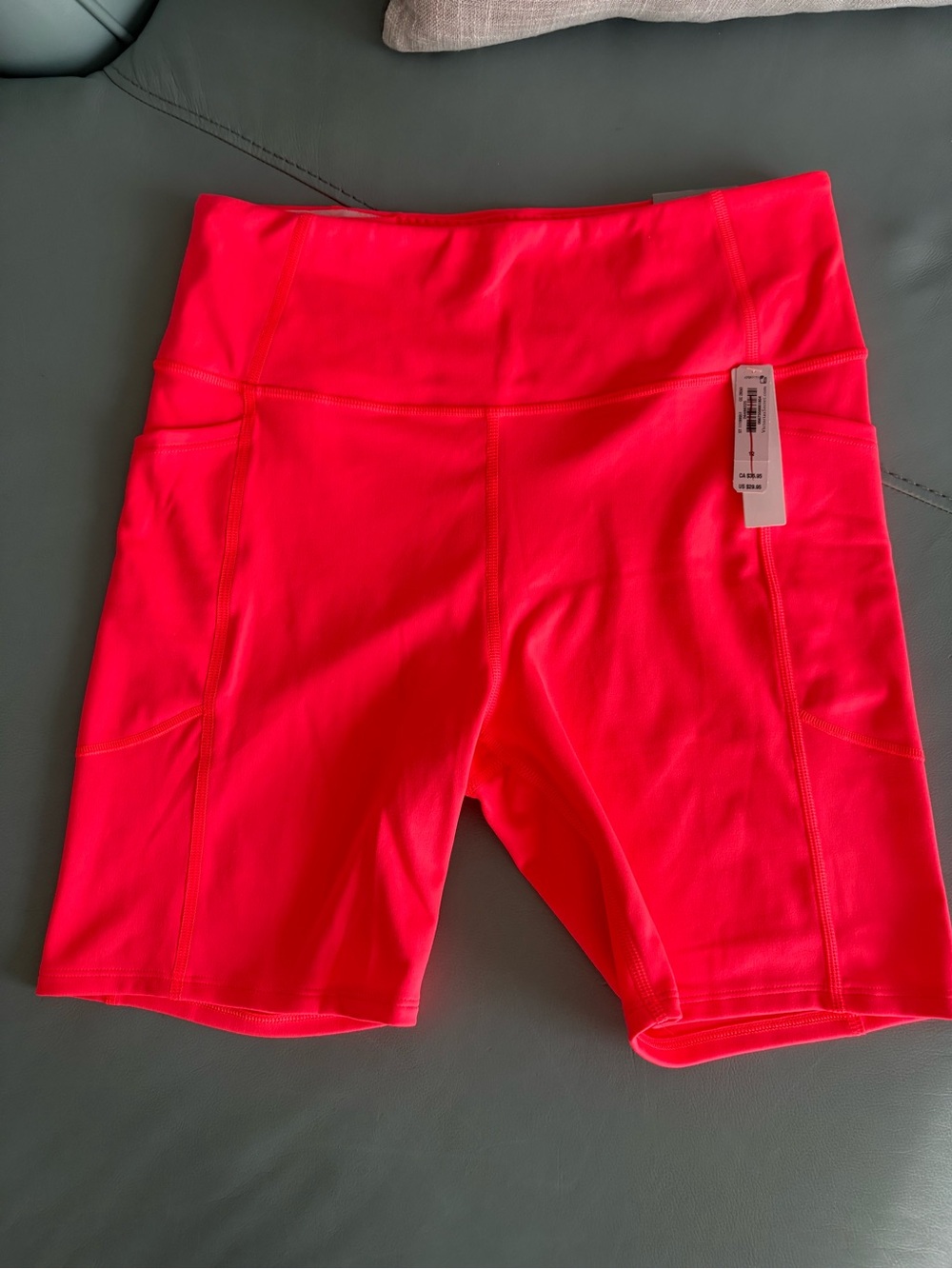NWT Victoria's Secret Neon Coral High-Rise Bike Shorts